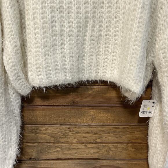 Free People Wool Blend Cropped Sweater Size XL Pullover Boho Soft Feminine - Picture 3 of 15